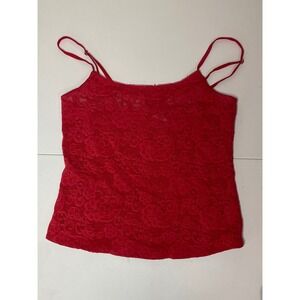 Vintage Y2K Morgan Taylor Intimates Red Floral Lace Camisole Tank Lingerie XS